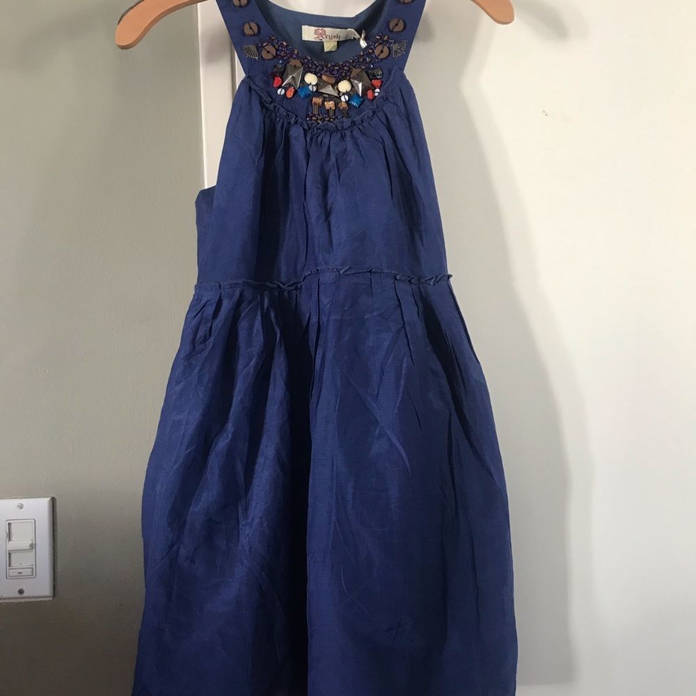NWT ANTHROPOLOGIE NWT Aryeh Silk Aztec Beaded Rhinestone Hardware Dress Size M